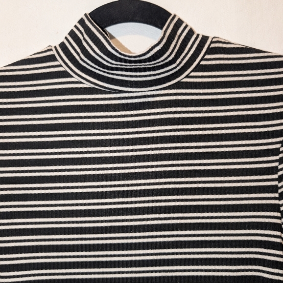 Dual Nature Striped Black and White Turtleneck Midi Dress Medium - Picture 3 of 8